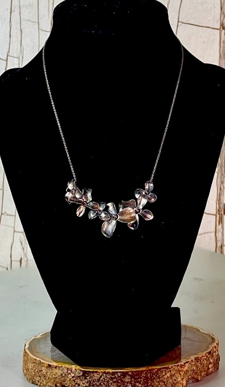 Vintage Silpada Sterling Silver 925 Floral Flower Bib Necklace 16-18”